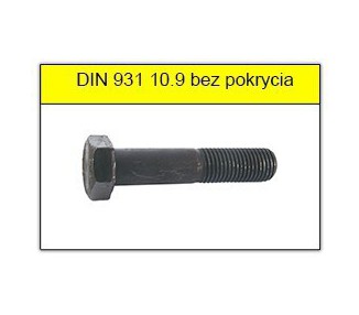 Śruba M 12 x 45  DIN 931 ISO 4014 klasa 10.9