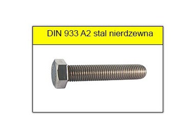 Śruba M 3 X 6 DIN 933 ISO 4017 A2 NIERDZEWNA