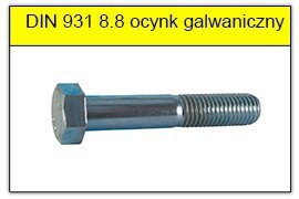 DIN 931 8.8 OCYNK GALWANICZNY